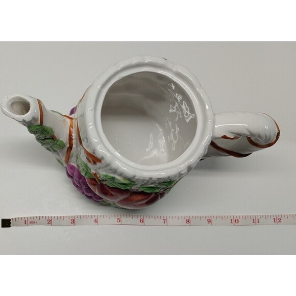 Vintage Ceramic Teapot Garden Fruit Teddy Bear Grapes Apples Collectible Display - Picture 11 of 16